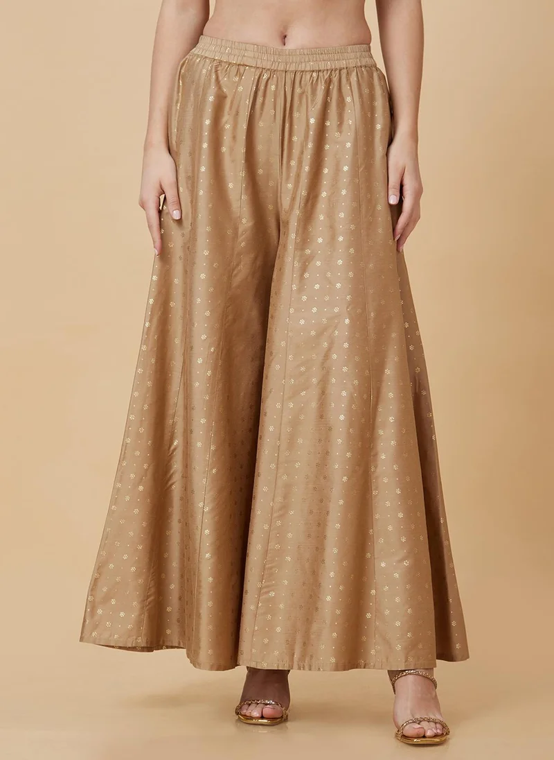 globus Gold Globus Women Gold Foil Printed Flared Festive Palazzos for Women | Best Price UAE